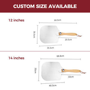 Caja con logotipo personalizable, herramienta para hornear, pala para pizza grande de aluminio plegable con mango de madera, herramienta de panadero desmontable, cortador de pasteles desechable - Product Image 2