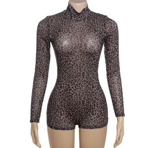 Viviblook Z813RP01 Venta caliente señoras mamelucos calle Sexy estampado de leopardo Slim Fit una pieza Yoga Fitness mameluco para mujer Bodycon - Product Image 2