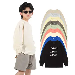 Oversized Long Sleeve t shirt Cotton Children School Custom Brand Design Kids Long Sleeve Shirt