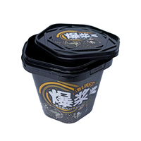 Seau en plastique hexagonal de 1 L (35 oz) résistant aux rayures avec logo IML, pour emballage de gelato, conteneur PP avec couvercle et poignée