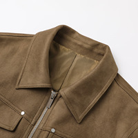 Veste courte en faux daim pour femme, col à revers, fermeture éclair intégrale, manches longues, poches, vêtement d'extérieur décontracté pour l'automne 2609-33b