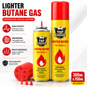 Fournisseur OEM – Cartouche de <span class=keywords><strong>gaz</strong></span> <span class=keywords><strong>butane</strong></span> universelle haute pureté 300 ml à buses multiples, rechargeable pour briquet - Product Image 1