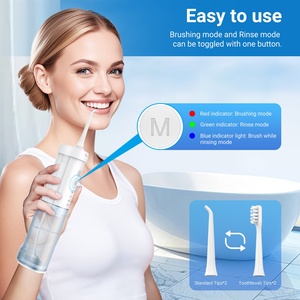 <span class=keywords><strong>Brosse</strong></span> à dents électrique portable 2-en-1 étanche IPX7 rechargeable avec jet d'eau, 2 modes, brossette à dents électrique et irrigateur buccal, têtes en plastique remplaçables - Product Image 5