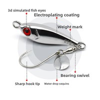 Leurre de pêche électroplaqué effet miroir Dolphin Jig 7g-40g avec hameçon simple et lame rotative 3D à œil rouge pour la pêche au bar, au maquereau en eau douce et salée