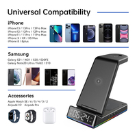Newqi Telefoonhouder Draadloos Laadstation Smart Wekker Draadloze Oplader Voor Mobiele Telefoon Horloge Oortelefoon