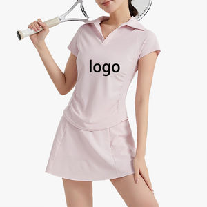 Ensemble de sport à manches courtes pour femme, jupe de tennis moulante amincissante, mini-jupe plissée, jupe-short de yoga, nouvelle arrivée - Product Image 2