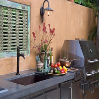 Four et grilles d'extérieur en acier inoxydable, gril à l'extérieur, île brûlant, meubles de cuisine intégrés, avec comptoir
