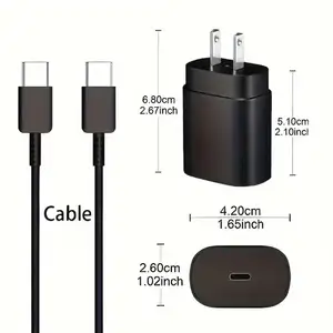 Orijinal 1:1 USB C duvar şarj 25W süper şarj tipi C kablo seyahat hızlı şarj adaptörü samsung Galaxy S24 telefon şarj için
