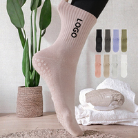 Chaussettes de cheville antidérapantes pour Pilates, danse athlétique, avec logo personnalisé sur le bord, yoga, écologiques, respirantes, 100% coton, pour femmes