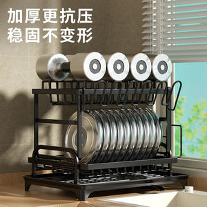 Escurridor de Platos Negro con Porta Cubiertos, Secado Rápido, Almacenamiento para Platos, Tazas, Cuchillos, Tabla de Cortar, Diseño Rectangular - Product Image 3