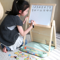 Chevalet en bois Montessori multifonctionnel pour enfants, tableau d'activités double face magnétique, tableau noir et tableau blanc, jouet éducatif, cadeau