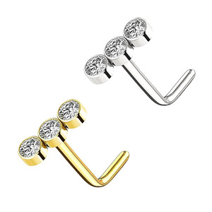 Piercing de nez en acier inoxydable avec trois strass en forme de 7, design géométrique, pour usage quotidien - Product Image 5