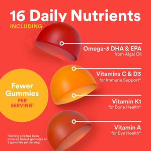 Großhandel OEM Private Label Aromatisierte Vegane Kinder-Multivitamine & Omega-3 DHA EPA Gehirngesundheit Gummis Nahrungsergänzungsmittel für Kinder - Product Image 2