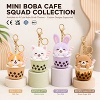 Porte-clés en peluche Boba Corgi personnalisé, breloque de sac chiot tasse de thé au lait, broderie de logo personnalisée, boîte cadeau thème café personnalisée CE ASTM EN71