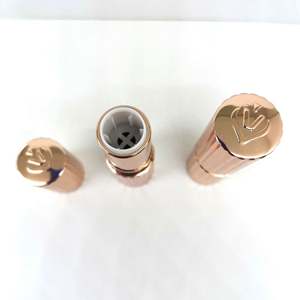 Tube de rouge à lèvres vide en aluminium mini rond de luxe couleur or rose avec impression sérigraphique, capuchon à clic sonore et logo personnalisé - Product Image 4