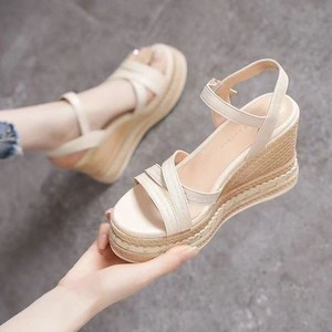 Women Platform Open-Toe Wedge Sandals European and American Summer New Thick-Soled Cross-Strap Roman Sandals - Product Image 6