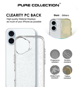 Custodia per telefono di lusso trasparente con glitter e brillantini per <span class=keywords><strong>iPhone</strong></span> 16 16E 17Air 15 14 Plus <span class=keywords><strong>13</strong></span> 12 Pro Max, cover posteriore antiurto in PC rigido con paraurti morbido - Product Image 5