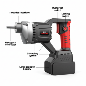 Vibrateur <span class=keywords><strong>à</strong></span> <span class=keywords><strong>béton</strong></span> portatif professionnel LONSLEY, alimenté par <span class=keywords><strong>batterie</strong></span>, 1300W, modèle JX-B-35, outil de nivellement industriel portable - Product Image 6