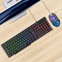 Kit clavier et souris filaires pour jeux, 104 touches avec rétroéclairage RVB, clavier ergonomique pour joueur, souris, casque, tapis de souris