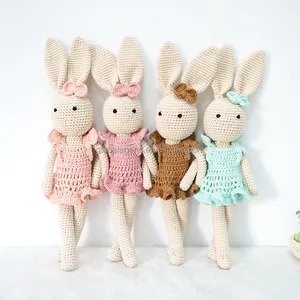 Animal Bunny Rabbit Amigurumi Handmade 100% Crochet Bunny Rabbit Gefüllte Babys pielzeug Großhandel 32cm