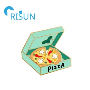 Fábrica al por mayor Metal queso hamburguesa Pizza amante Pin insignia Pizza rebanada esmalte solapa Pin personalizado Pizza caja Pin broche - Product Image 3