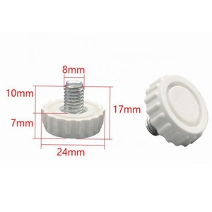 Pies ajustables de plástico blanco M8 para muebles de interior, deslizamiento y nivelación, gran <span class=keywords><strong>base</strong></span>, de plástico - Product Image 1
