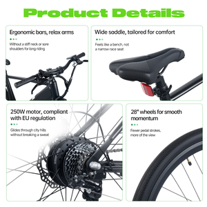 Vélo Électrique Urbain pour Adultes en Stock UE, 28 pouces, 36V, en Alliage d'Aluminium, 7 Vitesses, Moteur Brushless à Capteur, Freins à Disque Doubles, Assistance au Pédalage, 250W, 25km/h - Product Image 5