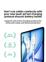 Cable de Carga Rápida USB-C a USB-C US264 para iPad, iPhone 15 Pro, 16, Portátil, Teléfono Móvil, con Cubierta de PVC, 60W PD, Compatible con CarPlay