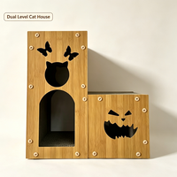 Petite maison pour chat en carton à deux niveaux, design escalier, espace de repos et d'escalade pour chaton, mobilier d'intérieur pour chat