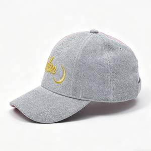 Gorra de Béisbol Unisex Rosa y Gris con Bordado de Estrella y Luna Dorada, Estilo Casual Ajustable para Uso Diario - Product Image 4