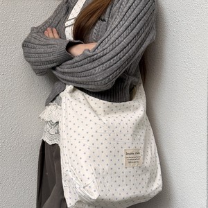 Bolso de lona con estampado de lunares, de un solo hombro, de gran capacidad, estilo tote, dulce y elegante, bolso cruzado para dama. - Product Image 4