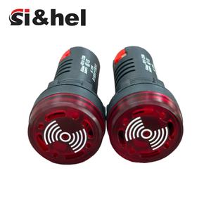 Lampu Alarm LED Merah 22mm dengan Indikator Suara Berkedip AC/DC 220V/380V/24V/12V Produk Plastik Tipe AD16-22MS - Product Image 4