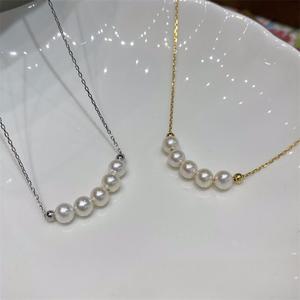 Collar Zhuji Zhizhen S925 con Perla de Agua Dulce, Cadena Sonriente, Estilo Lujoso y Ligero, Cadena para Clavícula, Popular en Xiaohongshu - Product Image 1