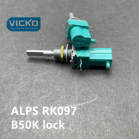 Potentiomètre de précision automatique avec dispositif de verrouillage (RK097/B50K), tirette à verrouillage central, arbre simple, 33/25mm