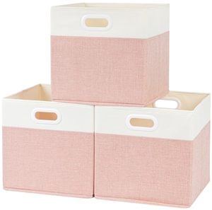 Fabric Rectangle Storage <b>Boxes</b> 28x28x28cm <b>Foldable</b> Washable Baskets for Toys Nursery Closet - Product Image 1