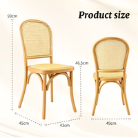Chaise de banquet d'hôtel de qualité commerciale, structure en bois massif, dossier en rotin, durable, pour événements et repas
