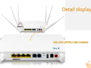 4GE + 2Voip + Wifi (Dual Band) + 6 Antenne & 2.4G 2*2 & 5G 4*4 & 2.4G En 5G Zte F680