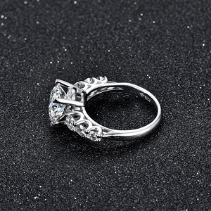 Bộ nhẫn cưới vàng thật 14k 18k đính đá moissanite tròn 3 carat 9mm, bạc 925, kiểu dáng đơn giản - Product Image 5