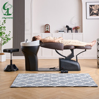 Fauteuil de lavage électrique moderne Jincheng, lit de shampoing réglable de haute qualité pour hôtel et salon avec bac en céramique