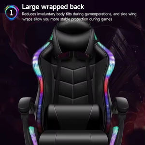 Neuer Ergonomischer Computer-Gaming-Stuhl mit Hoher Rückenlehne und RGB-Beleuchtung, Chefsessel aus Kunstleder mit Massagefunktion, Stoffbezug, Drehbar, für das Büro - Product Image 6