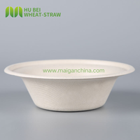 Bol à glace compostable en bagasse de 340 ml, résistant à l'eau et à la graisse, robuste, jetable, direct usine