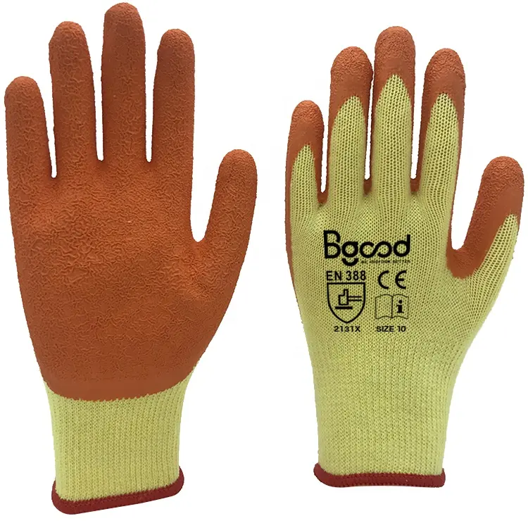 Industrial safety rubber hand protective wholesale construction anti slip grip heavy duty latex coated safety glove