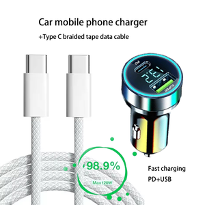 ที่ชาร์จในรถยนต์แบบ USB ความเร็วสูง2พอร์ตสำหรับ iPhone 15 14 PRO MAX 13 12 11 Samsung S22 S23 120W อะแดปเตอร์ชาร์จเร็ว - Product Image 1