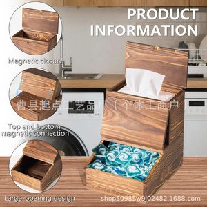 Boîte de rangement en bois à double couche pour organiser les capsules de lessive et les éponges sur le bureau ou dans la cuisine - Product Image 2