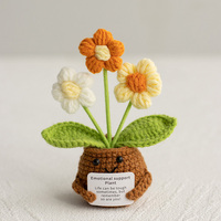 Fleur en crochet faite à la main, marguerite, ne m'oubliez pas, orange, soutien émotionnel, plante en pot en crochet positif, fleur en pot tricotée