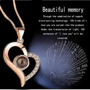 Eternal Real Rose Gift Box With Heart Design Necklace 100 Languages Love You Anniversary Mother's Day