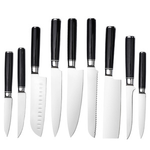 Ensemble de couteaux de chef professionnels tout-en-un pour l'hôtellerie-restauration, 10 couteaux avec protège-lames, sac de transport et aiguiseur. - Product Image 1