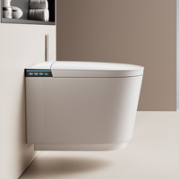 Toilette japonaise intelligente murale de luxe, mini, avec siphon en S ou en P, design moderne peu encombrant, fonction de lavage féminin, couvercle à levage automatique et siège chauffant