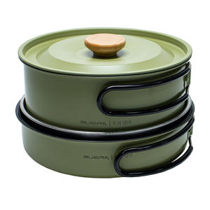 Ensemble de cuisine de camping Buerk, portable, en acier inoxydable SUS304 émaillé, antiadhésif, design minimaliste, pour la randonnée et les voyages - Product Image 1