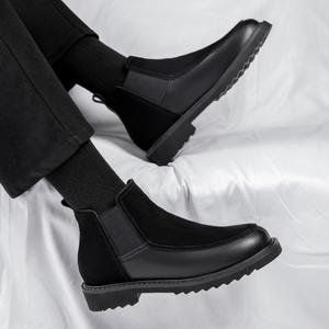 Bottes pour hommes à la mode hiver à semelles épaisses <span class=keywords><strong>Chelsea</strong></span> bottes pour hommes avec polaire haut chaud bottes pour hommes polyvalent - Product Image 5
